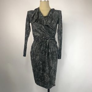MaxMara Long Sleeve Belt Leopard Faux Wrap Dress - Size 38